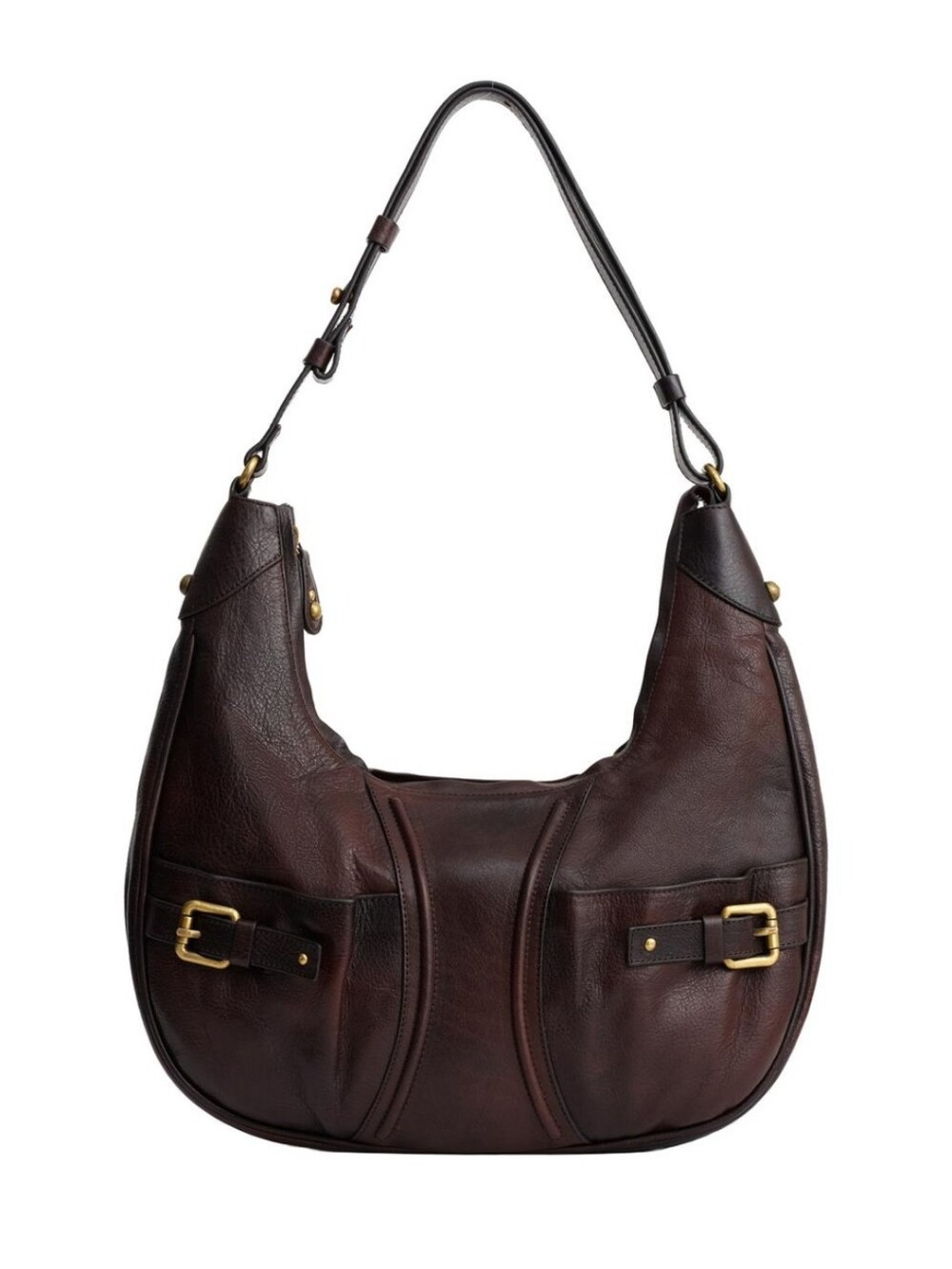 Zara Brown Leather Hobo Bag Saddle Bag
